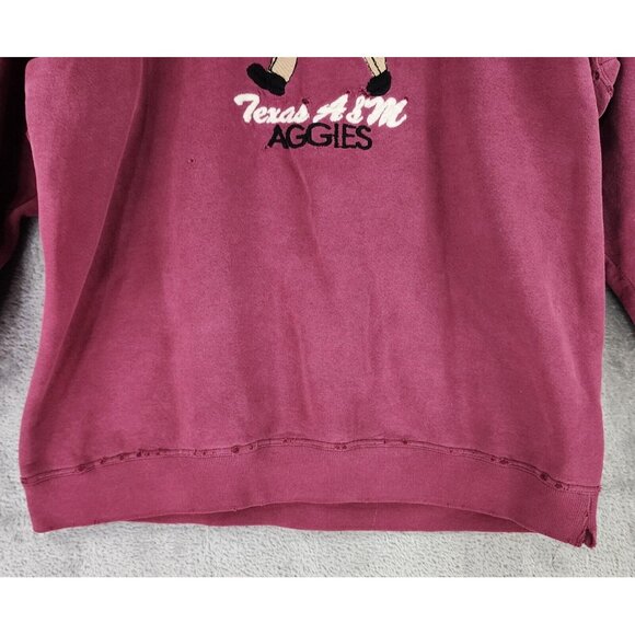 Texas A&M Aggies Sweatshirt Womens Large Maroon Embroidered Distressed Vintage - Picture 7 of 9